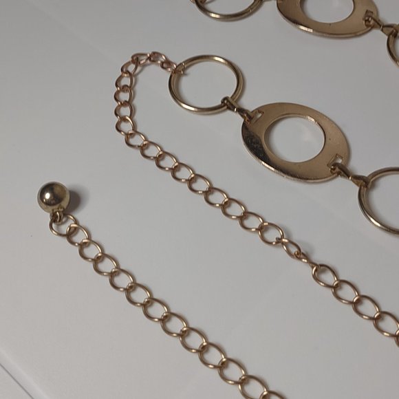 Gold Tone Round Link Metal Belt 43 Inches Long - Picture 10 of 14